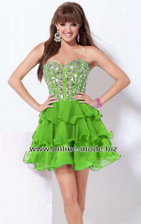 abendkleid kurz grün