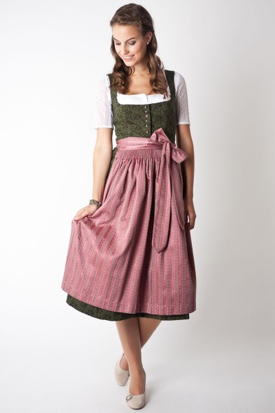 Dirndl dunkelgrün rosa