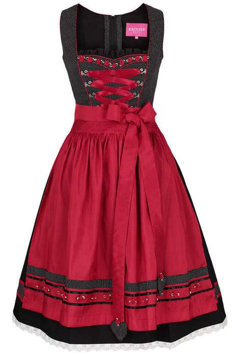 Dirndl schwarz weiß rot