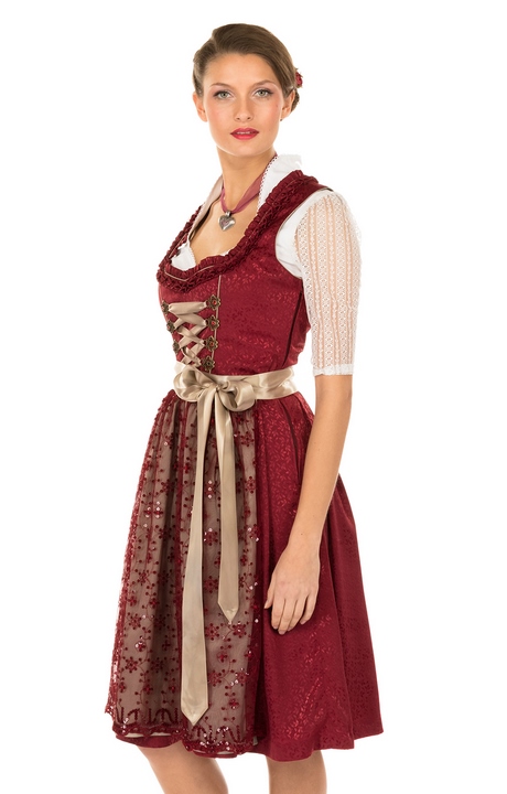 Dirndl beige rot