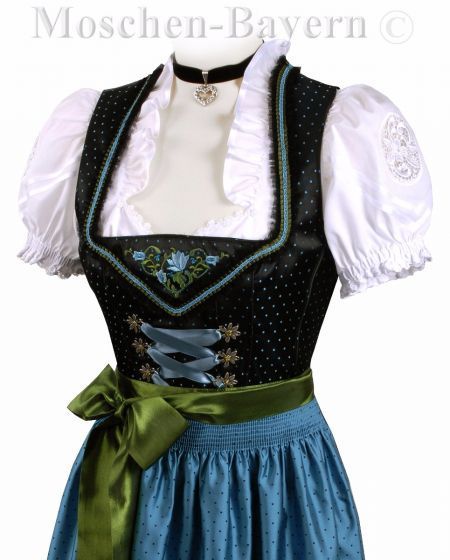 Dirndl schwarz türkis midi