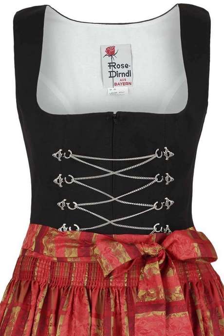 Schwarzes dirndl mit roter schürze