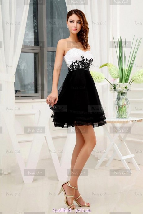 Abendkleid kurz schwarz weiß