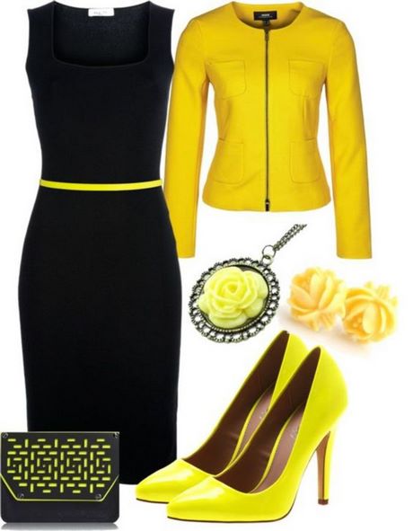 Gelb schwarzes kleid