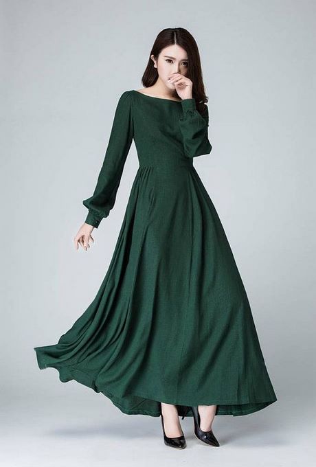 Grünes langarmkleid
