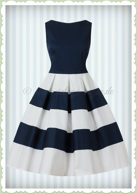 Kleid dunkelblau weiß