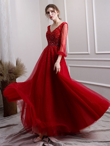 Abendkleid langarm rot