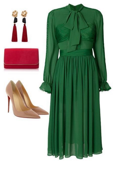 Grünes kleid accessoires