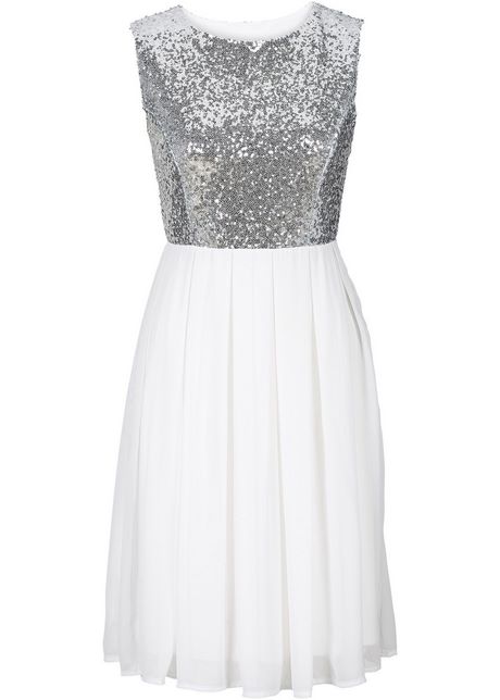 Kleid weiß silber