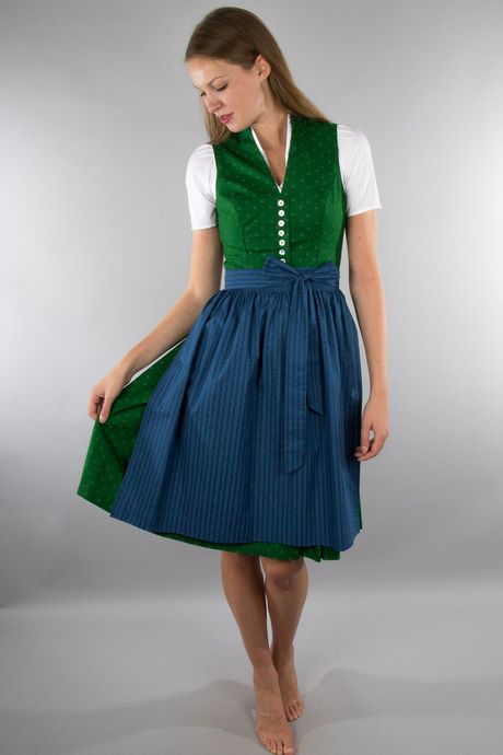 CEIVONE Dirndl Samt Grün Midi - Traditionelles Trachtenkleid Für Oktoberfest